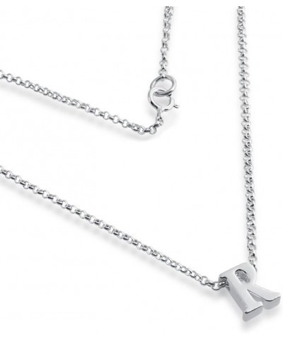 Initial Letter R Personalized Serif Font Pendant Necklace Thin 1mm Chain Sterling Silver 18.0 Inches $31.69 Necklaces