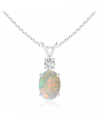 Natural Opal Solitaire Pendant Necklace for Women, Girls in 14K Solid Gold/Platinum | October Birthstone | Jewelry Gift for H...