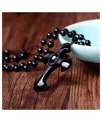 Handmade natural black Obsidian gem Buddha head lion Dragon turtle Pendant necklace amulet Men or Women Obsidian cross $10.06...