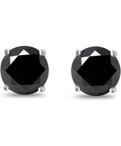 Butterfly Back 4 Prong Round Casting Cubic Zirconia Stud Earrings 925 Sterling Silver 3mm-9mm Choose Size Simulated Black CZ ...