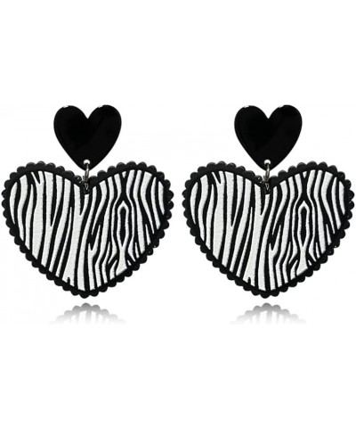 Acrylic Black Love Checkerboard Peach Heart Earrings Fashionable Geometrically Elegant Simple Rainbow Heart Earrings For Wome...