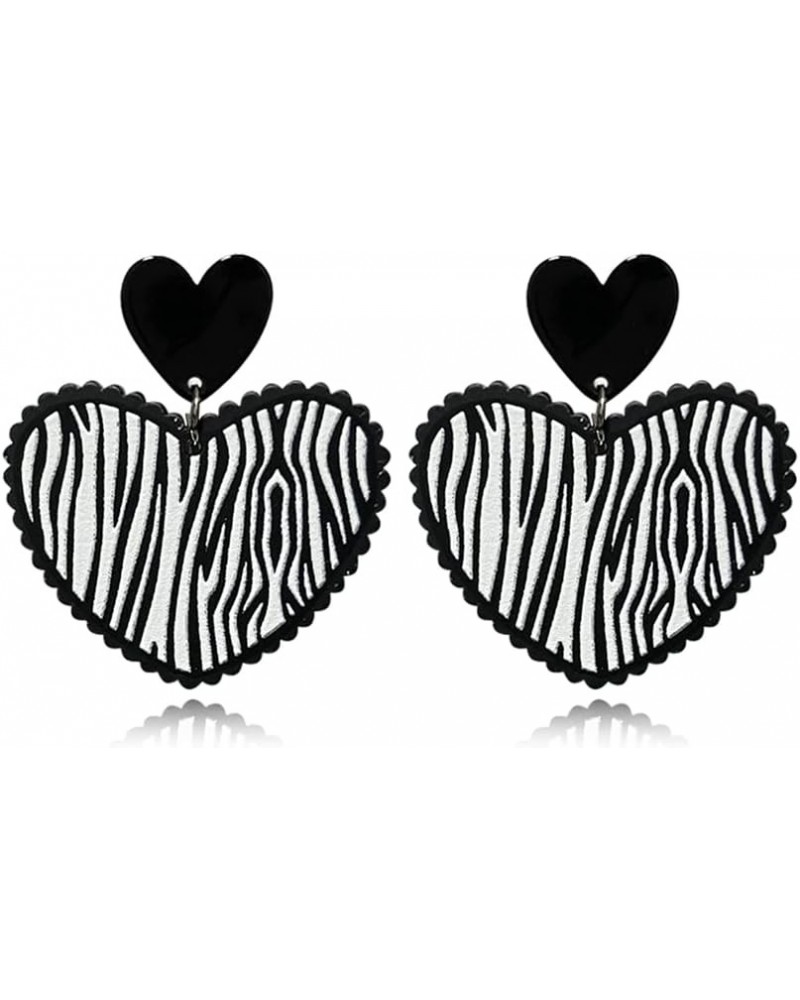 Acrylic Black Love Checkerboard Peach Heart Earrings Fashionable Geometrically Elegant Simple Rainbow Heart Earrings For Wome...