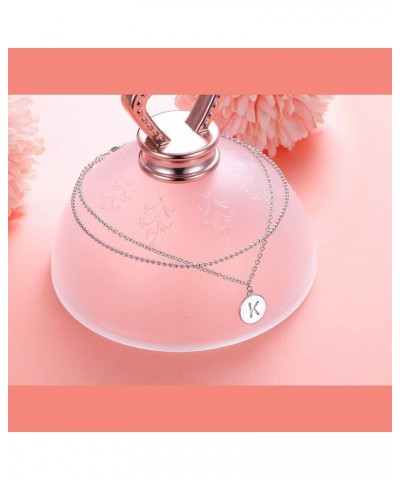 Initials Anklet for Women S925 Sterling Silver Adjustable Foot Ankle Bracelet with Letter K Disc $6.59 Anklets