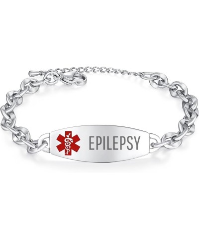 Ladies' Elegant Medical ID Bracelet Fashion Stainless steel Chain Alert Bracelets for women with Free engraving Top-Silver PE...