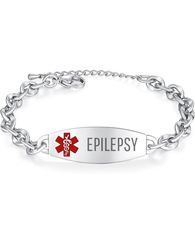 Ladies' Elegant Medical ID Bracelet Fashion Stainless steel Chain Alert Bracelets for women with Free engraving Top-Silver PE...