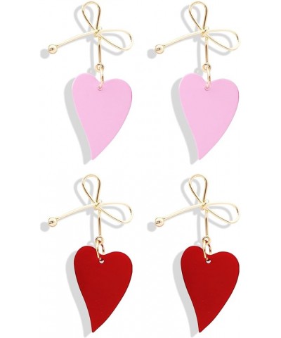 Hot Pink Earrings for Women Heart Earrings hot pink earrings for women Dainty Cute Pink Heart Earrings Heart Earrings for Gir...