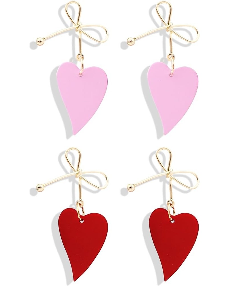 Hot Pink Earrings for Women Heart Earrings hot pink earrings for women Dainty Cute Pink Heart Earrings Heart Earrings for Gir...