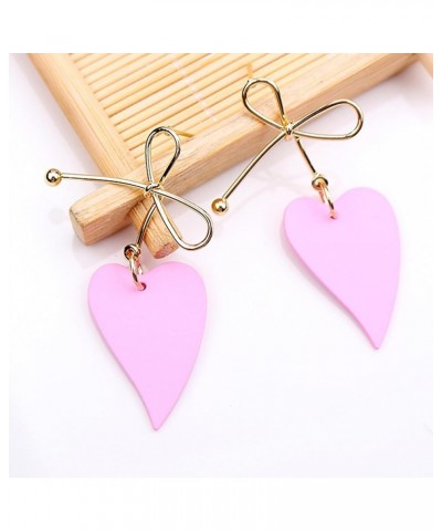 Hot Pink Earrings for Women Heart Earrings hot pink earrings for women Dainty Cute Pink Heart Earrings Heart Earrings for Gir...