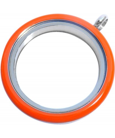 New Charms Round Stainless Steel Locket with Enamel Orange $7.36 Necklaces