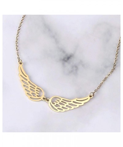 Angel Wings Necklace Choker Necklace Simple Stainless Steel Pendant Guardian Angel Wings Jewelry For Woman Girls Necklace Gol...