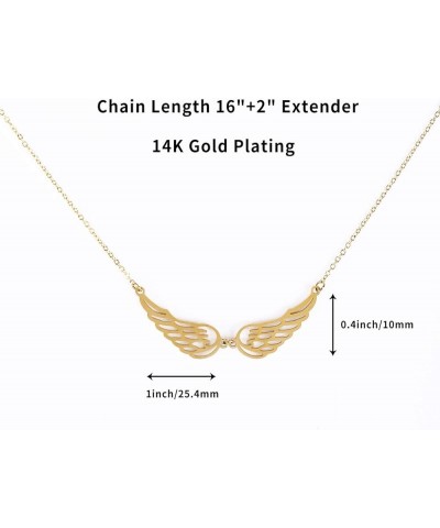 Angel Wings Necklace Choker Necklace Simple Stainless Steel Pendant Guardian Angel Wings Jewelry For Woman Girls Necklace Gol...