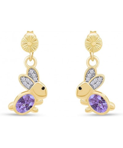 14k Gold Over Sterling Silver Animal Rabbit Easter Bunny Womens Drop Earrings Yellow Gold Over : Simulated Alexandrite $24.48...