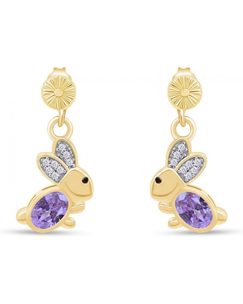 14k Gold Over Sterling Silver Animal Rabbit Easter Bunny Womens Drop Earrings Yellow Gold Over : Simulated Alexandrite $24.48...