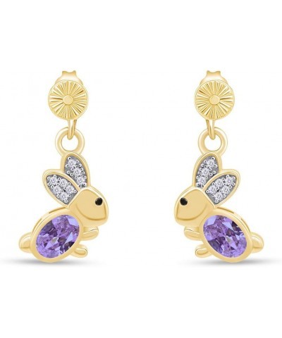 14k Gold Over Sterling Silver Animal Rabbit Easter Bunny Womens Drop Earrings Yellow Gold Over : Simulated Alexandrite $24.48...