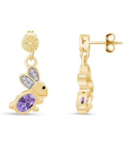 14k Gold Over Sterling Silver Animal Rabbit Easter Bunny Womens Drop Earrings Yellow Gold Over : Simulated Alexandrite $24.48...