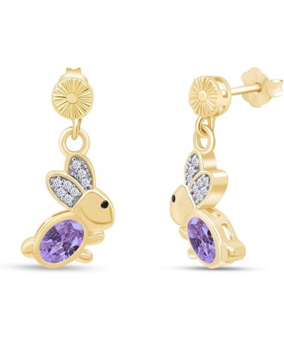 14k Gold Over Sterling Silver Animal Rabbit Easter Bunny Womens Drop Earrings Yellow Gold Over : Simulated Alexandrite $24.48...