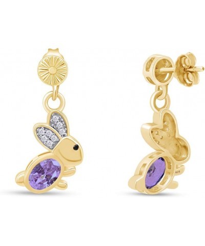 14k Gold Over Sterling Silver Animal Rabbit Easter Bunny Womens Drop Earrings Yellow Gold Over : Simulated Alexandrite $24.48...