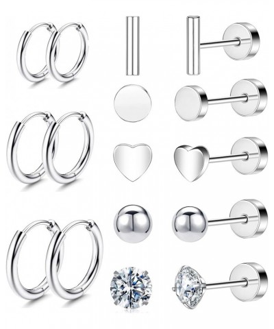 Versatile 8 Pairs Titanium Earrings for Sensitive Ears - Dot Ball Opal Cubic Zirconia, 20 Gauge, Pure Titanium Stud and Hoop ...