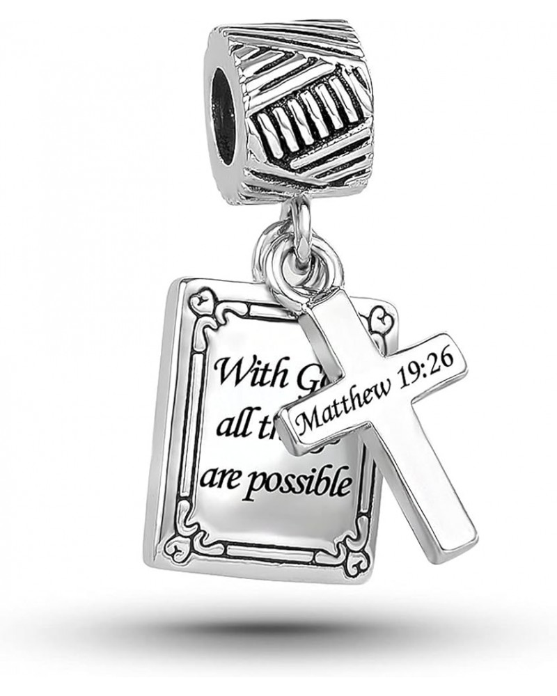 Holy Writ Bible Cross Charm Religious Christian Bead for Bracelets and Necklaces With god all things are possible $8.24 Brace...