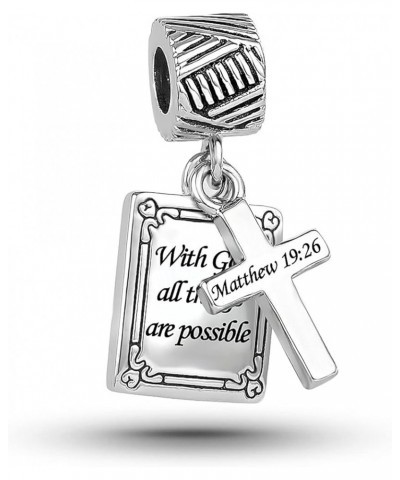 Holy Writ Bible Cross Charm Religious Christian Bead for Bracelets and Necklaces With god all things are possible $8.24 Brace...