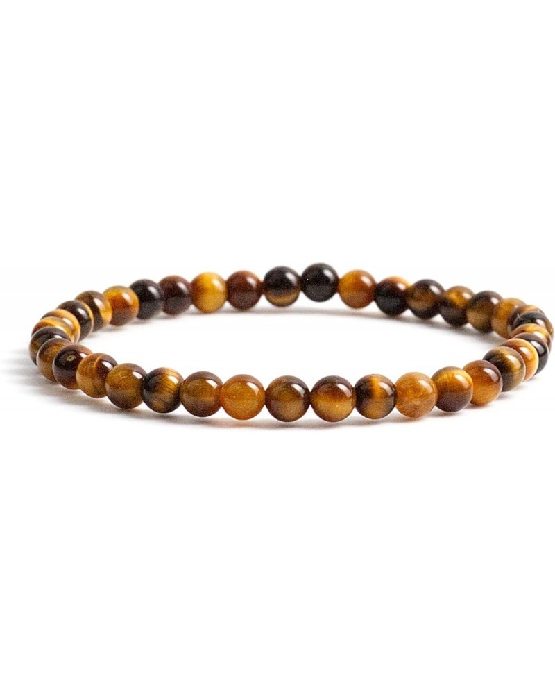 Small, Medium, Large Sizes - Gemstone Beaded Bracelets For Women, Men, and Teens - 4mm Round Beads Tiger's Eye $10.34 Bracelets