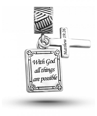 Holy Writ Bible Cross Charm Religious Christian Bead for Bracelets and Necklaces With god all things are possible $8.24 Brace...