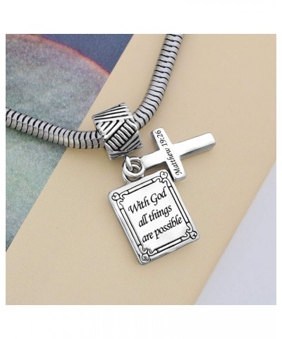 Holy Writ Bible Cross Charm Religious Christian Bead for Bracelets and Necklaces With god all things are possible $8.24 Brace...