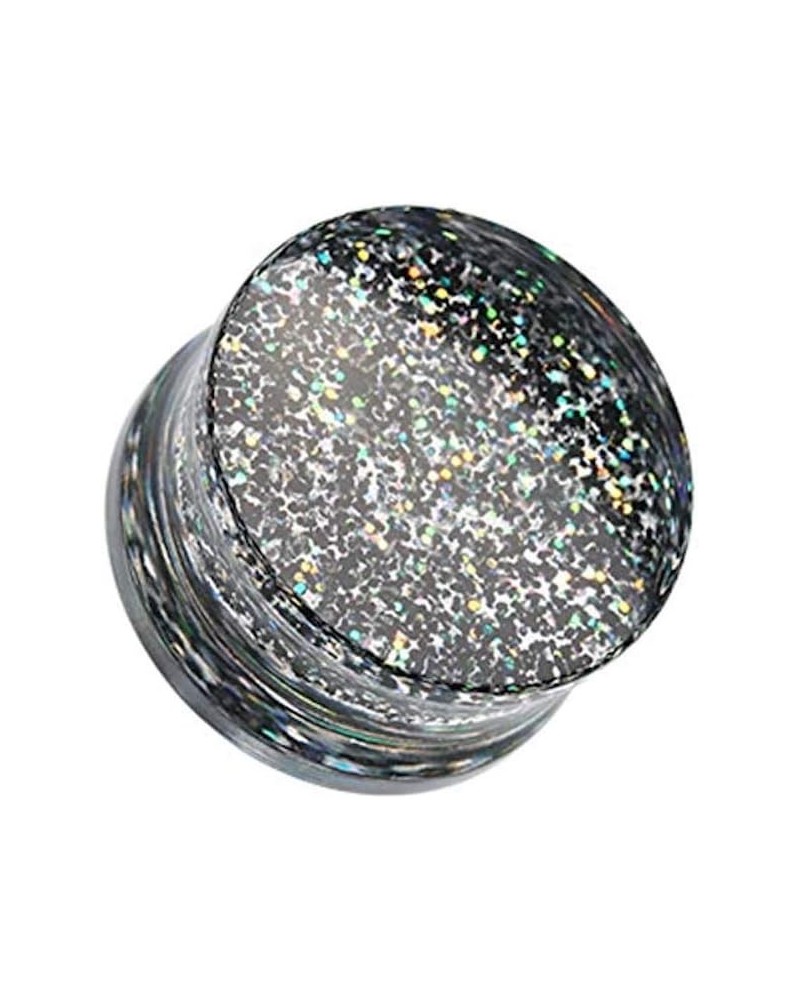 Ultra Shine Glittered Double Flared Acrylic Ear Gauge Plug 1" (25mm), Black $11.75 Body Jewelry