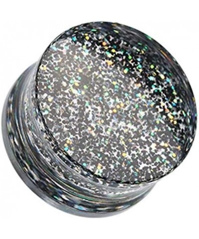 Ultra Shine Glittered Double Flared Acrylic Ear Gauge Plug 1" (25mm), Black $11.75 Body Jewelry