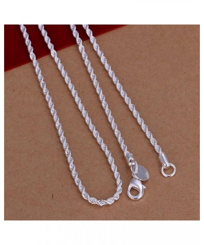 Twisted Rope Link Chain Sterling Silver Rope Chain Lobster Clasp Necklace Jewellery Accessory For Women Men Attractive $3.94 ...