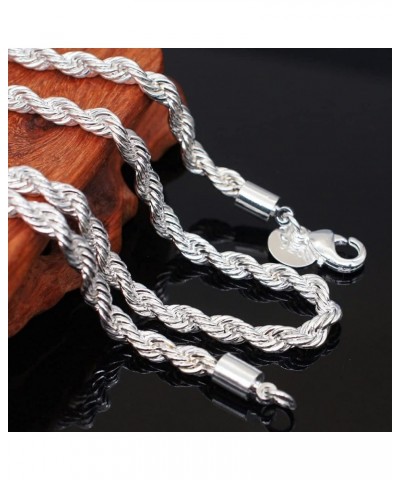 Twisted Rope Link Chain Sterling Silver Rope Chain Lobster Clasp Necklace Jewellery Accessory For Women Men Attractive $3.94 ...