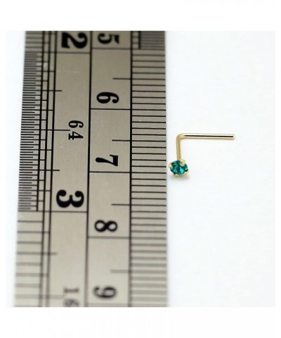 9K Solid Yellow Gold Prong Set Amethyst Genuine Crystals Stone 22 Gauge L-Shape Nose Stud Jewelry 2.5MM Blue Zircon Stone $10...