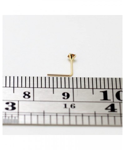 9K Solid Yellow Gold Prong Set Amethyst Genuine Crystals Stone 22 Gauge L-Shape Nose Stud Jewelry 2.5MM Blue Zircon Stone $10...