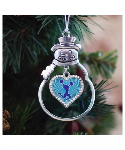 Silver Open Heart Charm Snowman Ornament with Cubic Zirconia Jewelry Cheerleader - Blue $8.10 Bracelets