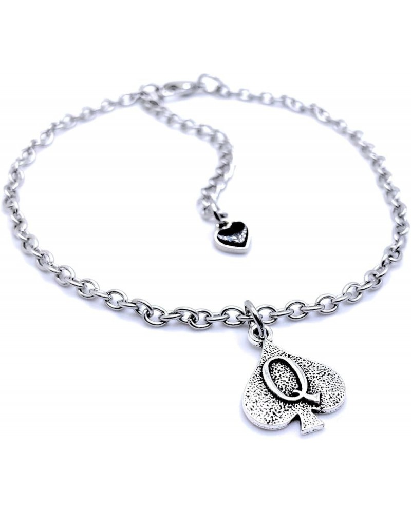 QoS QUEEN OF SPADES Anklet Bracelet Choker Necklace Jewelry for Women BBC Q 9" Anklet 2" Ext. $21.40 Necklaces