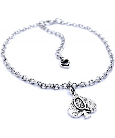 QoS QUEEN OF SPADES Anklet Bracelet Choker Necklace Jewelry for Women BBC Q 9" Anklet 2" Ext. $21.40 Necklaces