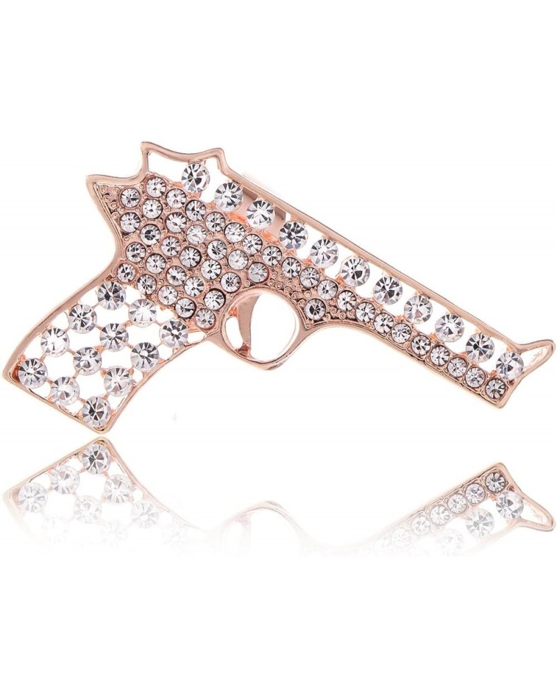 Adjustable Clear Crystal Colored Rhinestones Cutout Gun Pistol Ring Rose Gold $8.82 Rings