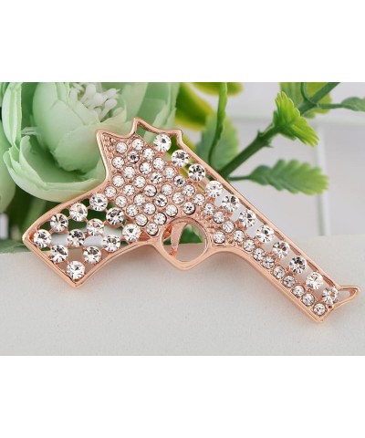 Adjustable Clear Crystal Colored Rhinestones Cutout Gun Pistol Ring Rose Gold $8.82 Rings