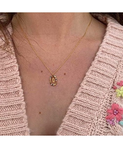 TOE Women Dainty Layered Chain Necklace Initial 14k Gold Plated Cute Hexagon Letter with Rhinestones Pendant Necklace Q Gold ...