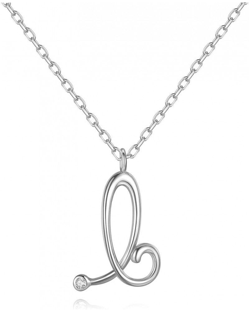 Initial Necklace for Women Girls 18K White Gold Plated Sterling Silver 26 Latin Cursive Letters Personalized Necklace B $15.5...