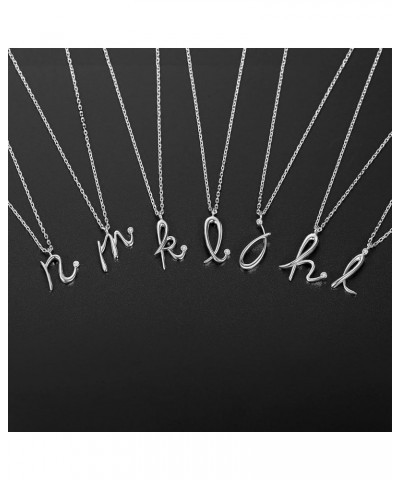 Initial Necklace for Women Girls 18K White Gold Plated Sterling Silver 26 Latin Cursive Letters Personalized Necklace B $15.5...