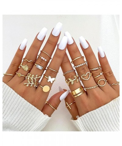 Gold Knuckle Rings Set for Women Girls,Boho Snake Butterfly Statement Rings Set Midi Hollow Stackable Rings Pack Jewelry Butt...