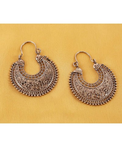 Indian Bollywood fine filigree jali handcrafted Designer Jewelry Earrings In Antique Gold or Silver Tone For Women. D363 Oxid...