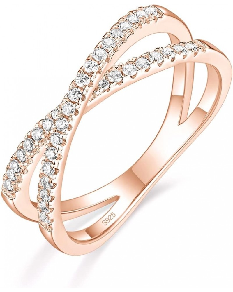 925 Sterling Silver X Cross Ring Cubic Zirconia CZ Wedding Band for Women Size 3-13 rose gold $13.10 Bracelets