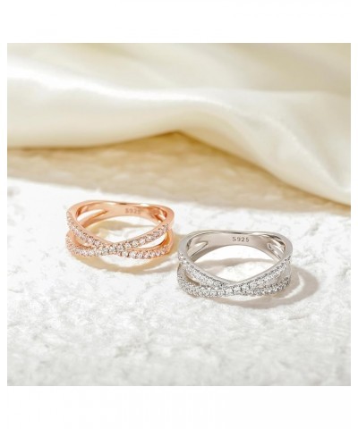 925 Sterling Silver X Cross Ring Cubic Zirconia CZ Wedding Band for Women Size 3-13 rose gold $13.10 Bracelets