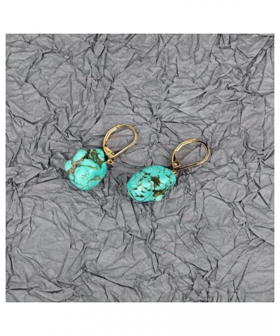 Turquoise Earrings Bohemian Irregular Leverback Drop Dangle Earring 925 Sterling Silver Statement Hypoallergenic Dainty Jewel...