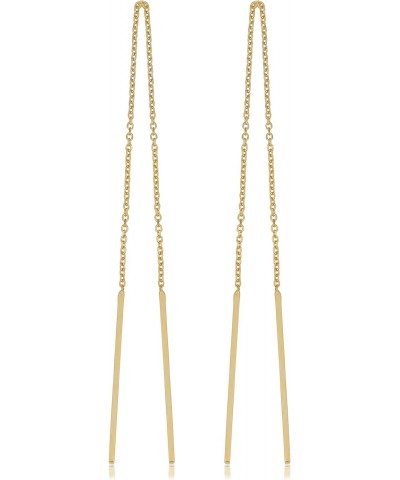 14k Yellow Gold Bar Threader Earrings Minimalist Jewelry for Women $47.85 Earrings