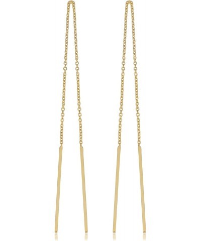 14k Yellow Gold Bar Threader Earrings Minimalist Jewelry for Women $47.85 Earrings