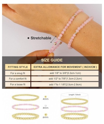 Gold Beaded Bracelets for Women Stackable Gold Bracelets for Women 14K Gold Plated Stretch Bead Ball Bracelet Hypoallergenic ...