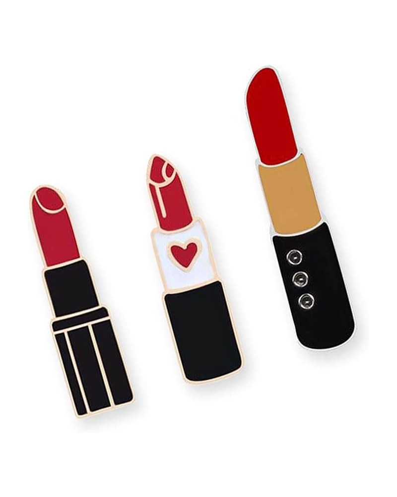 Red Lip Lipstick Enamel Lapel Brooch Pin for Men Women 3 Pcs Red $6.88 Brooches & Pins